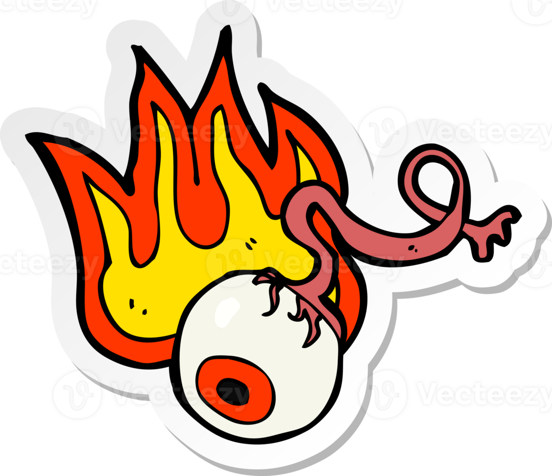 sticker of a cartoon gross flaming eyeball png