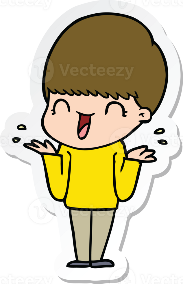 sticker of a happy cartoon boy png