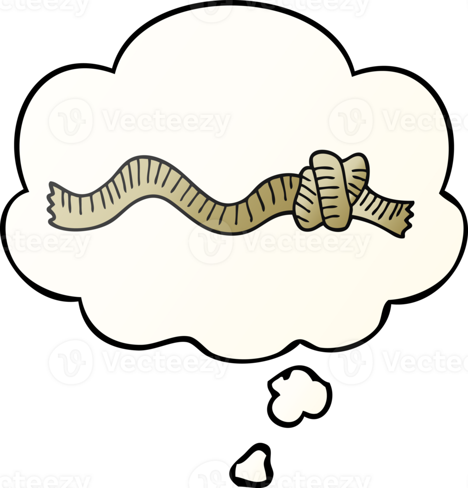 cartoon knotted rope with thought bubble in smooth gradient style png