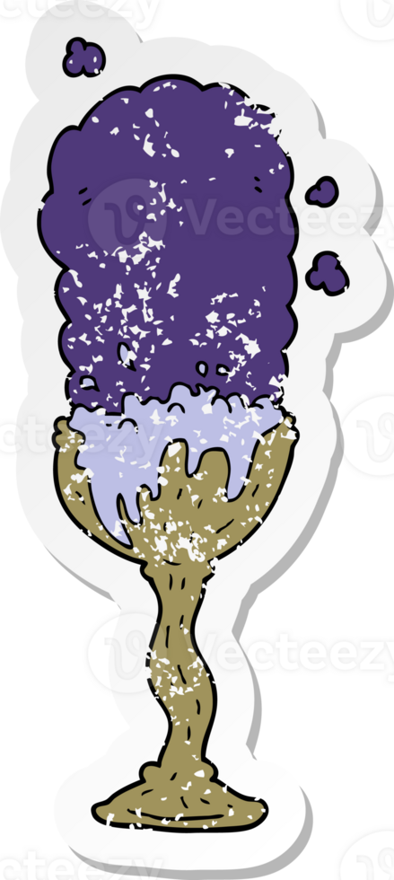 distressed sticker of a cartoon potion goblet png