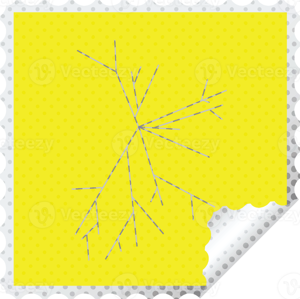 cracked screen graphic square sticker stamp png