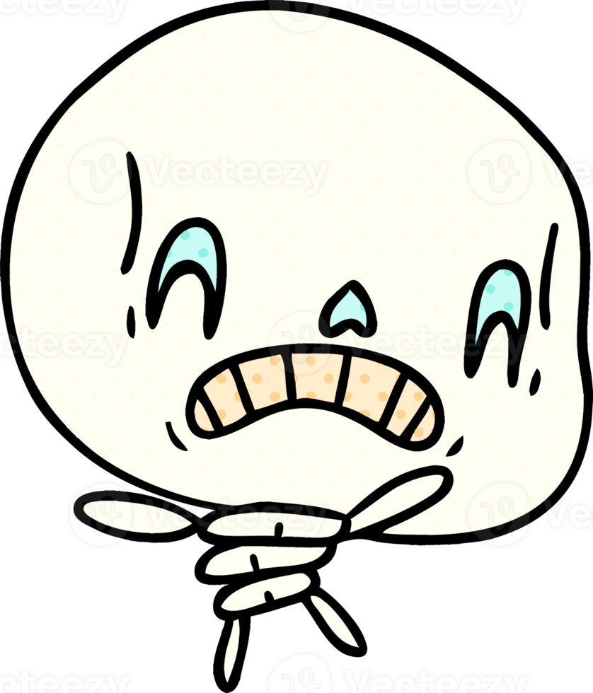 hand drawn cartoon of spooky kawaii skeleton png