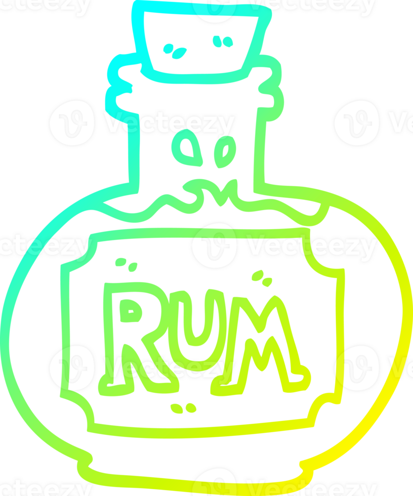 cold gradient line drawing of a cartoon old bottle of rum png