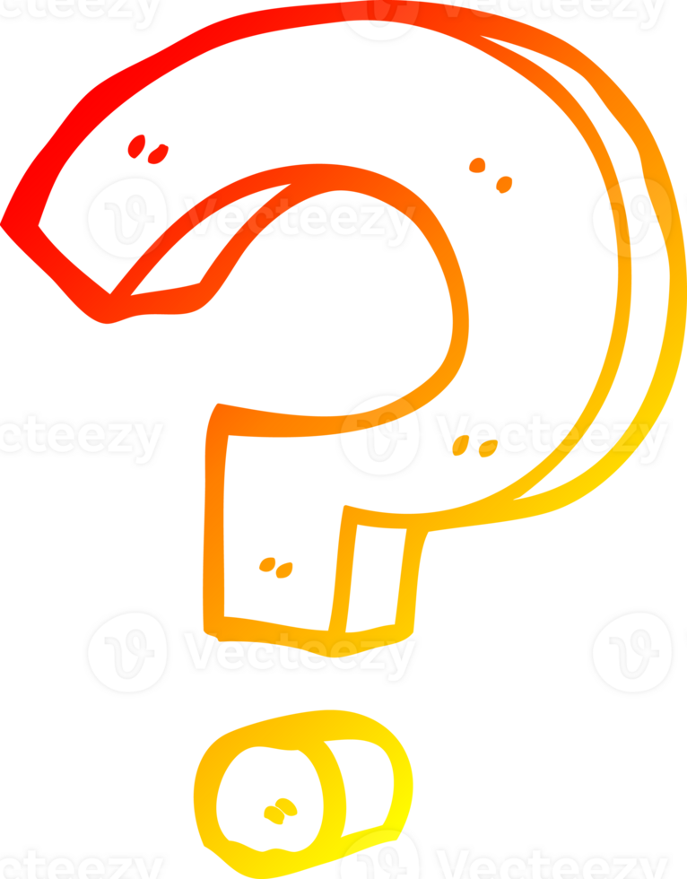 warm gradient line drawing of a cartoon question mark png
