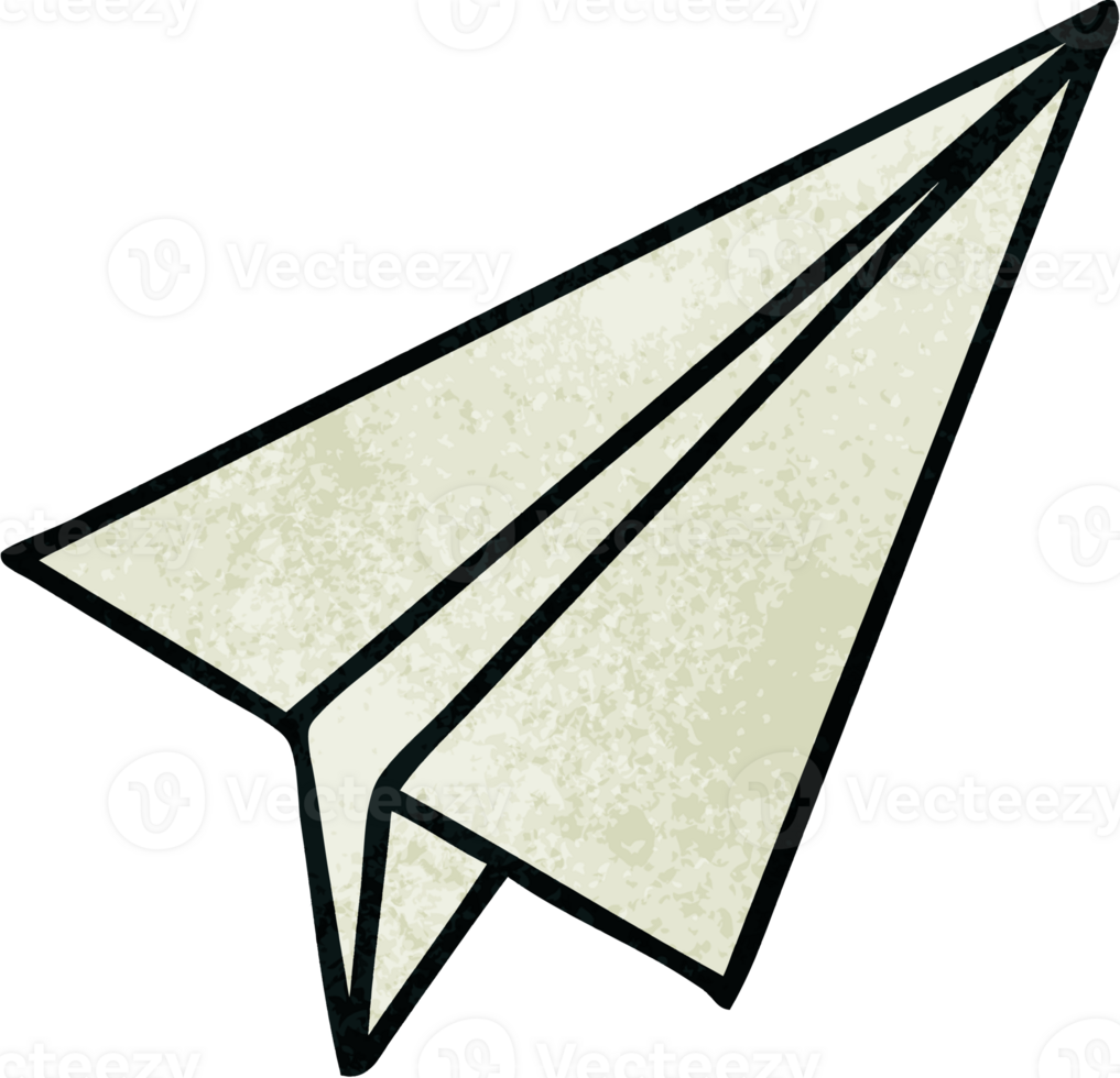 retro grunge texture cartoon of a paper plane png
