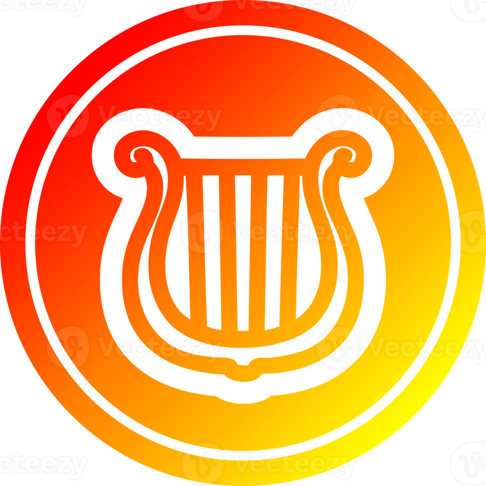 musical instrumento harpa circular ícone com caloroso gradiente terminar png