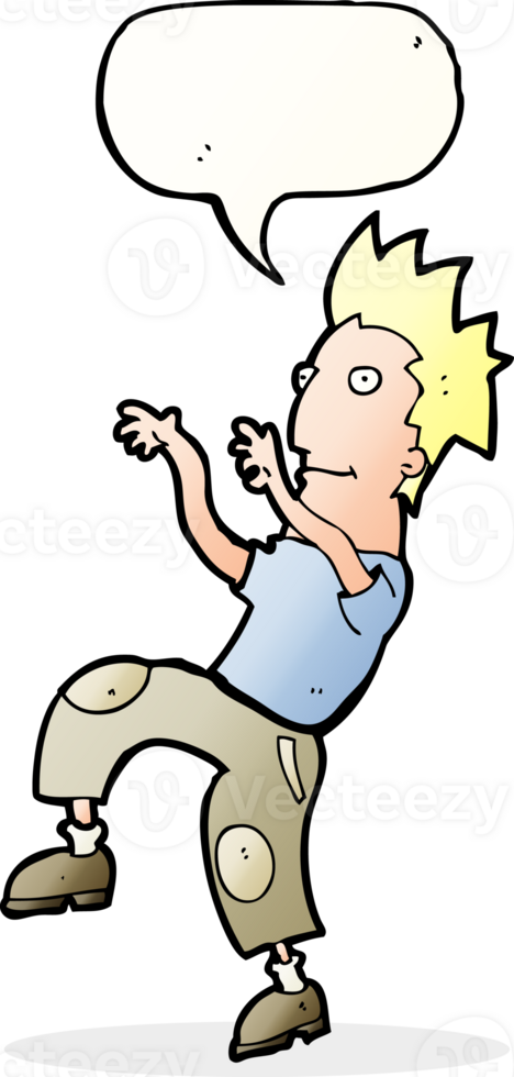 cartoon happy man doing funny dance with speech bubble png