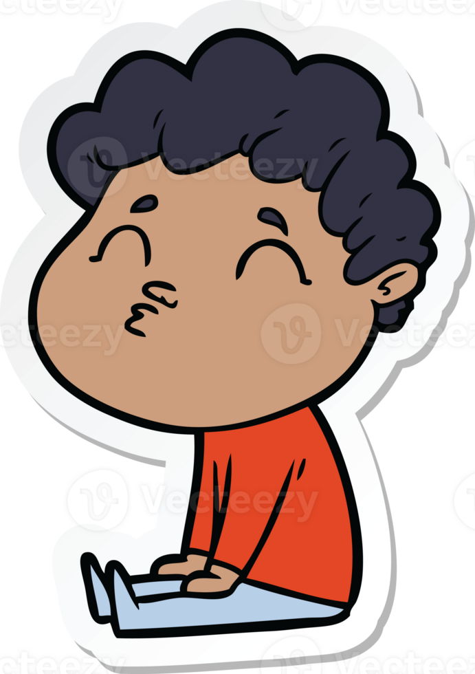 sticker of a cartoon man pouting png