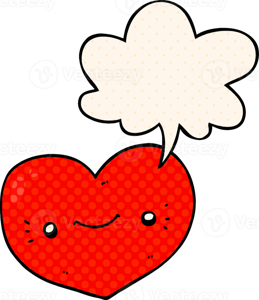 heart cartoon character with speech bubble in comic book style png