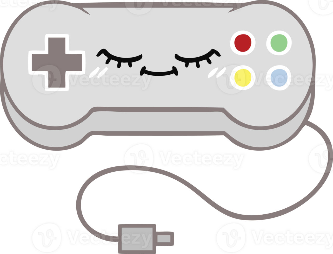 flat color retro cartoon of a game controller png