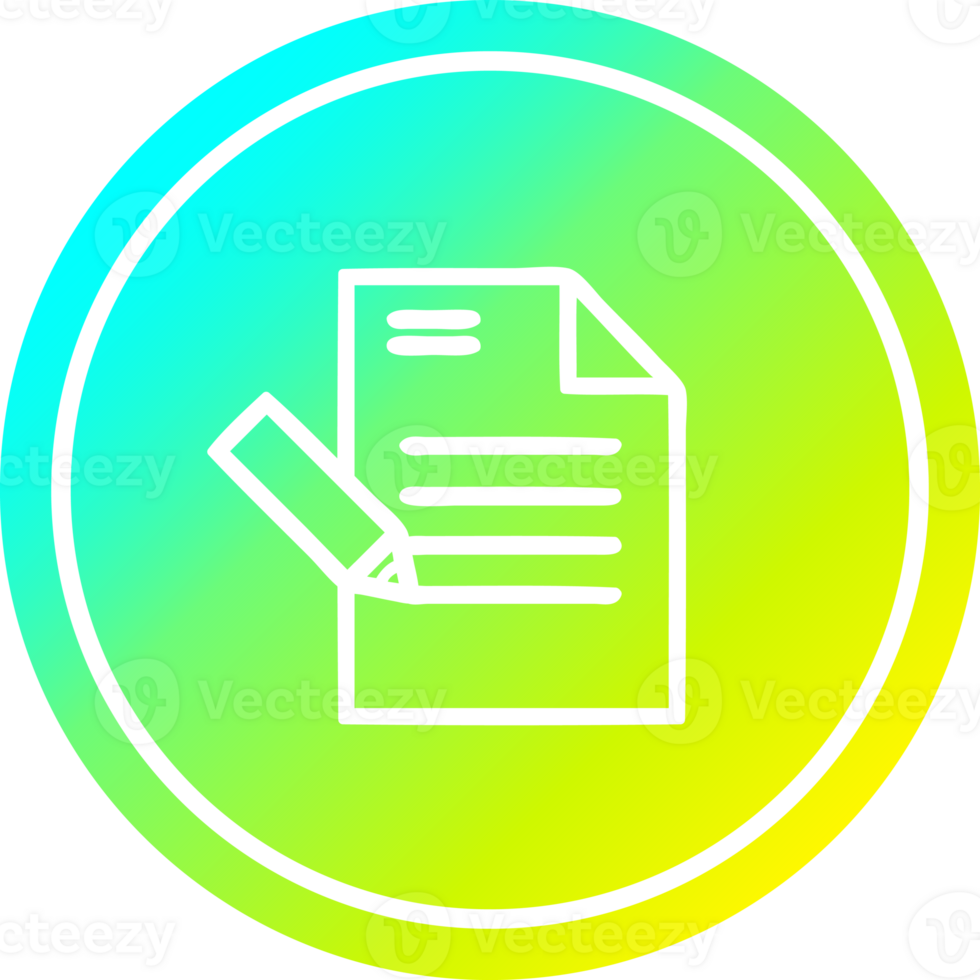 writing document circular icon with cool gradient finish png