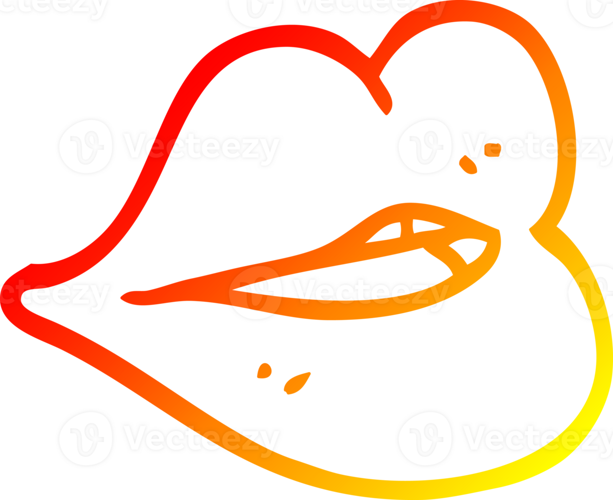 warm gradient line drawing of a cartoon red lips png