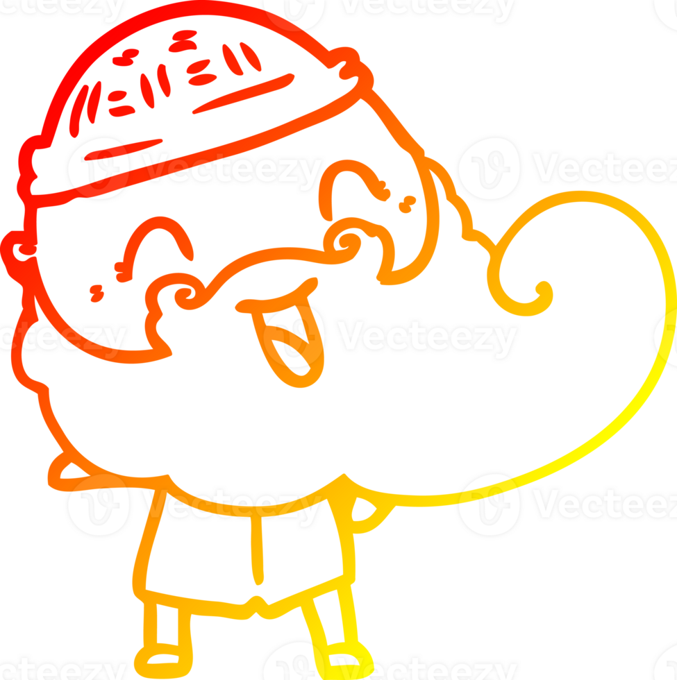 warm gradient line drawing of a happy man with beard and winter hat png