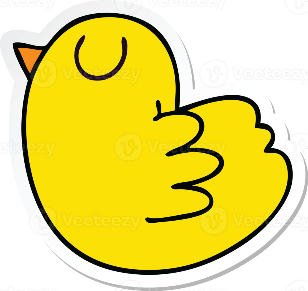 sticker of a quirky hand drawn cartoon yellow bird png