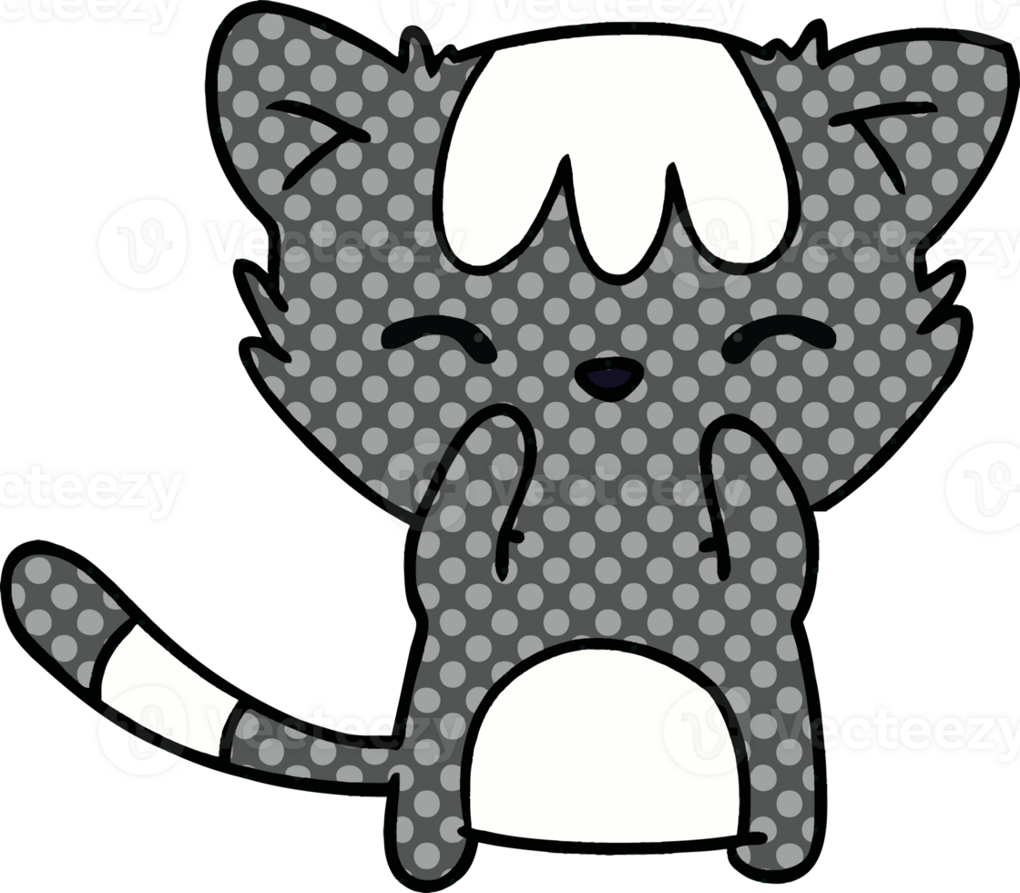hand drawn cartoon of cute kawaii cat png
