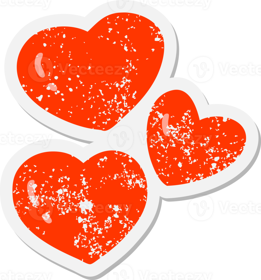 set of love hearts grunge sticker png