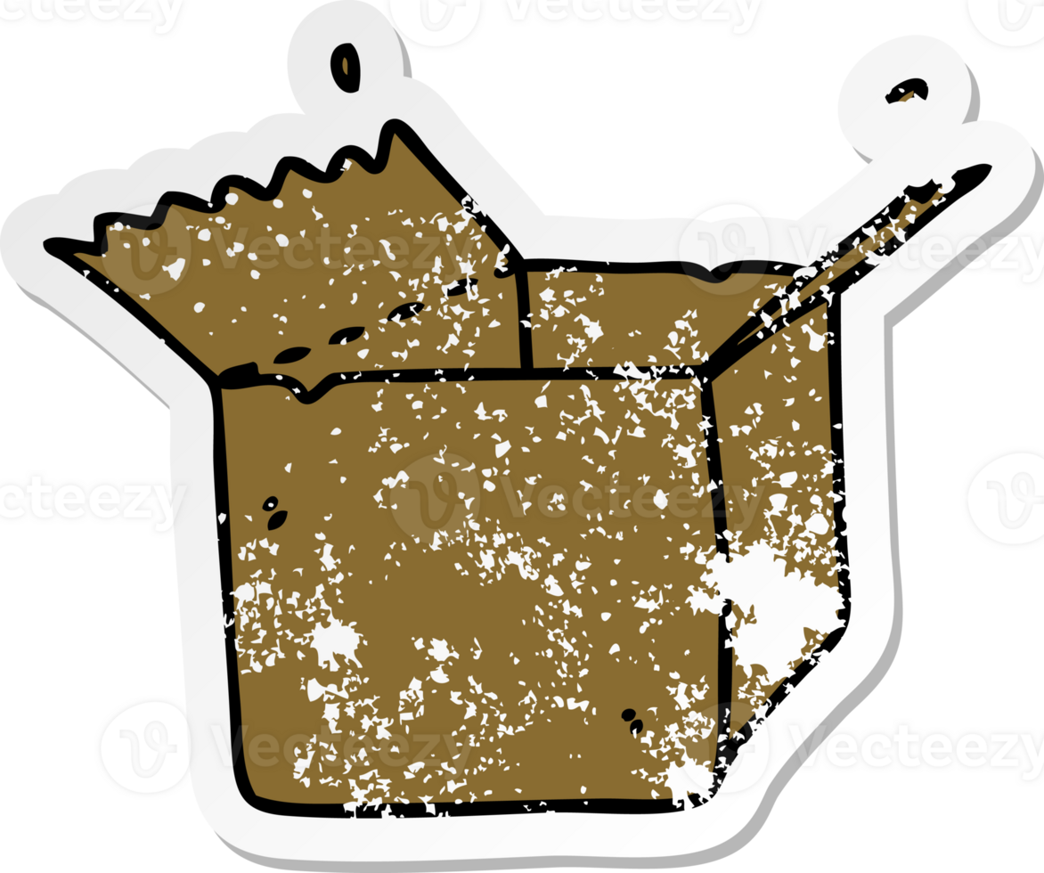 distressed sticker of a quirky hand drawn cartoon open box png