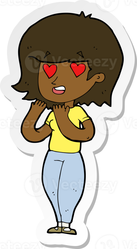 sticker of a cartoon woman in love png