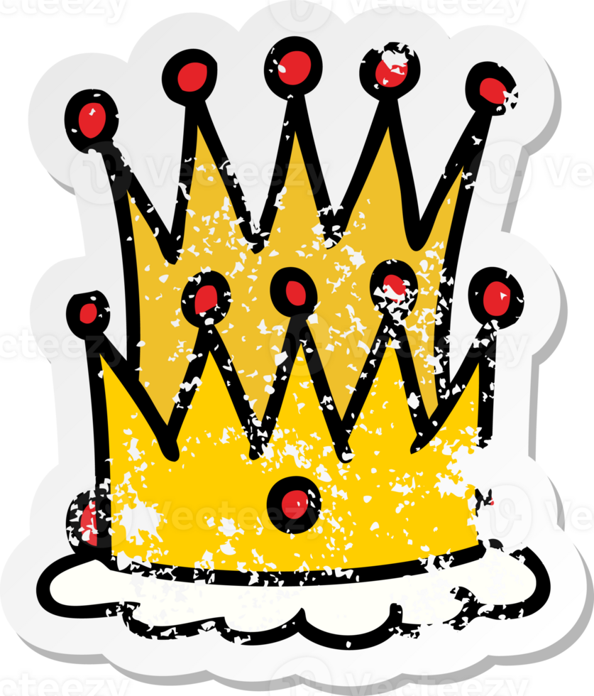 hand drawn distressed sticker cartoon doodle of two crowns png