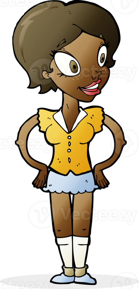 cartoon happy woman in short skirt png