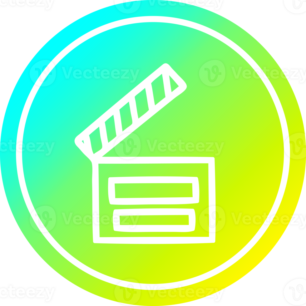 movie clapper board circular icon with cool gradient finish png