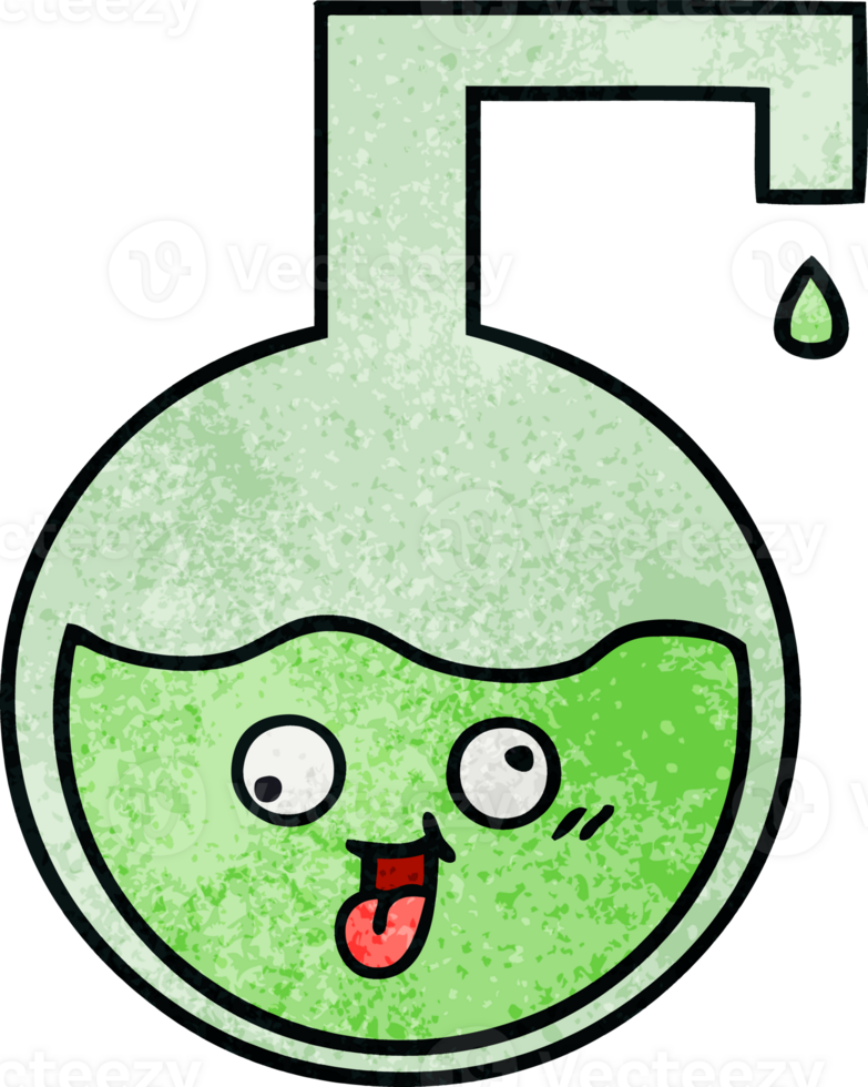 retro grunge texture cartoon of a science experiment png