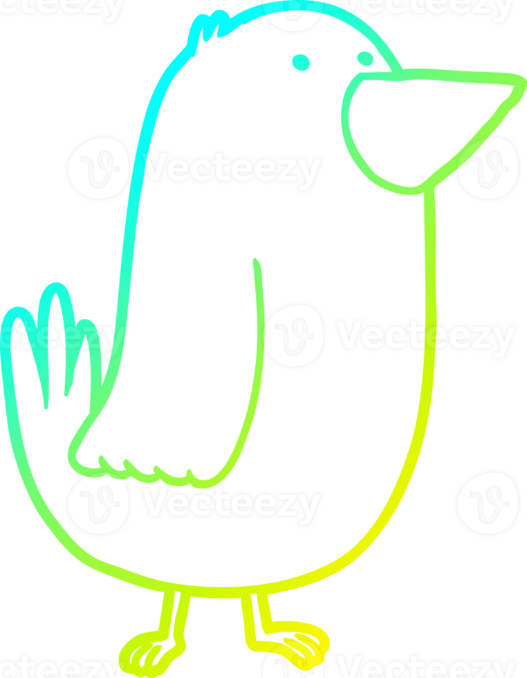 cold gradient line drawing of a cartoon bird png