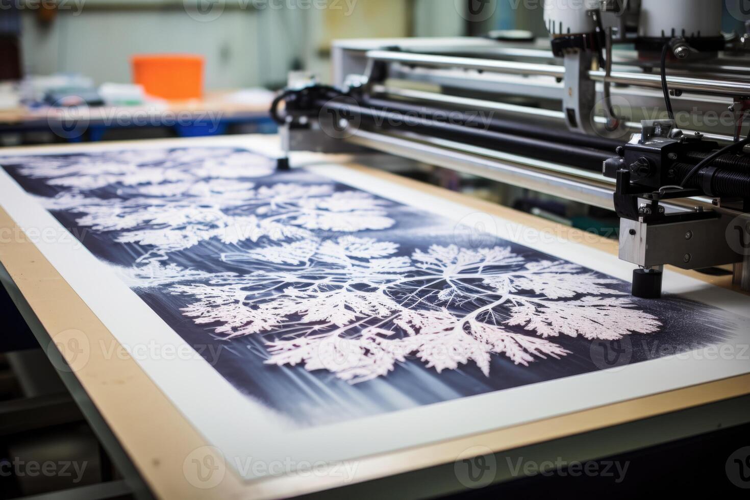 AI generated Printed products of the printing house. The finishing line photo