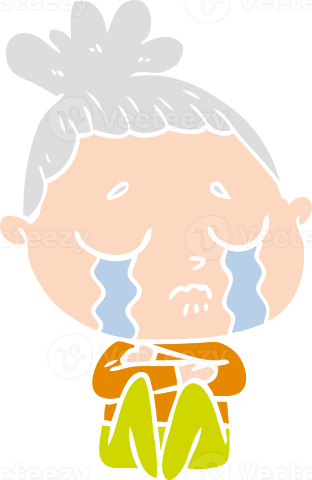 flat color style cartoon crying woman hugged up png