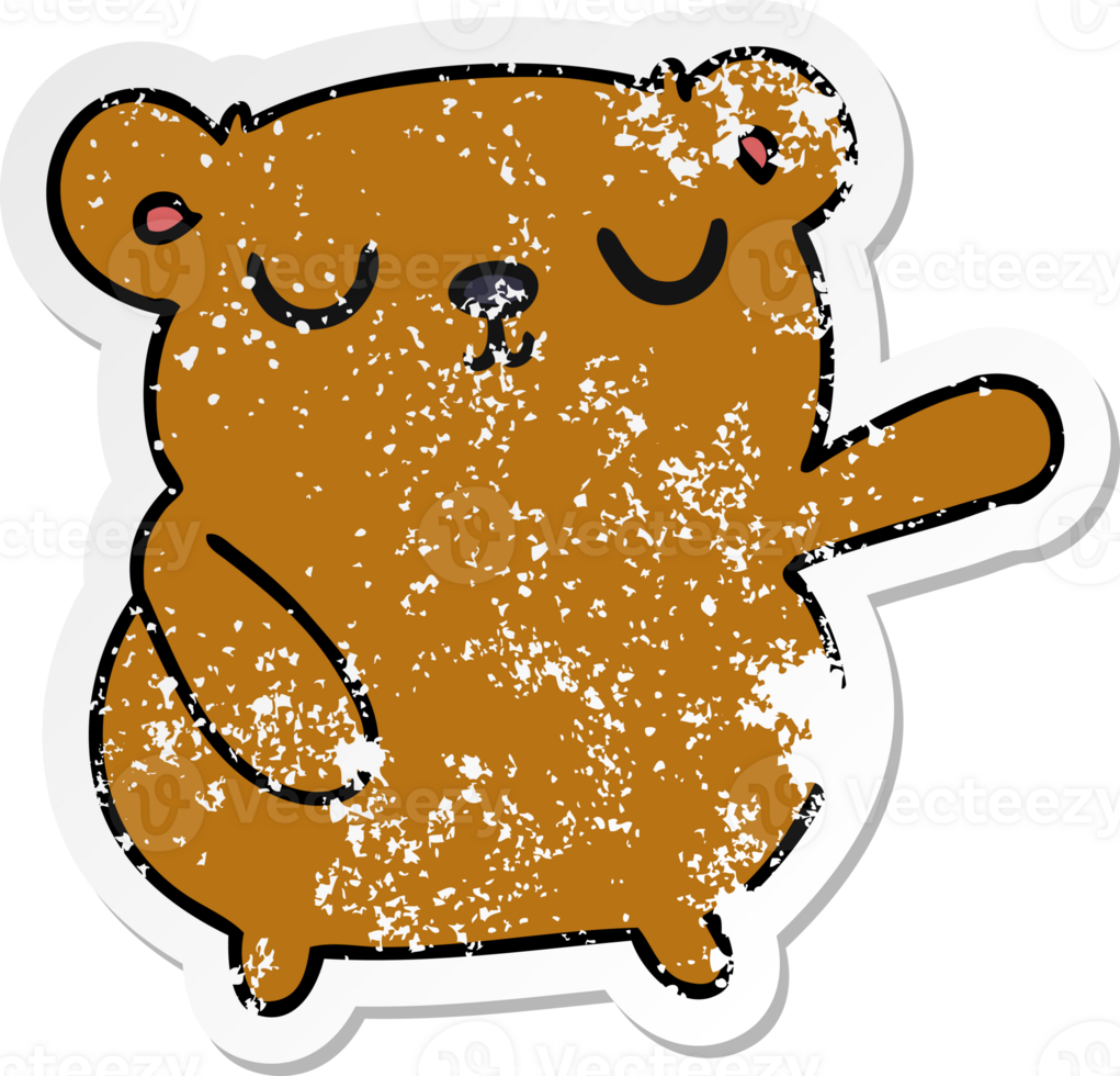 hand drawn distressed sticker cartoon of a cute bear png