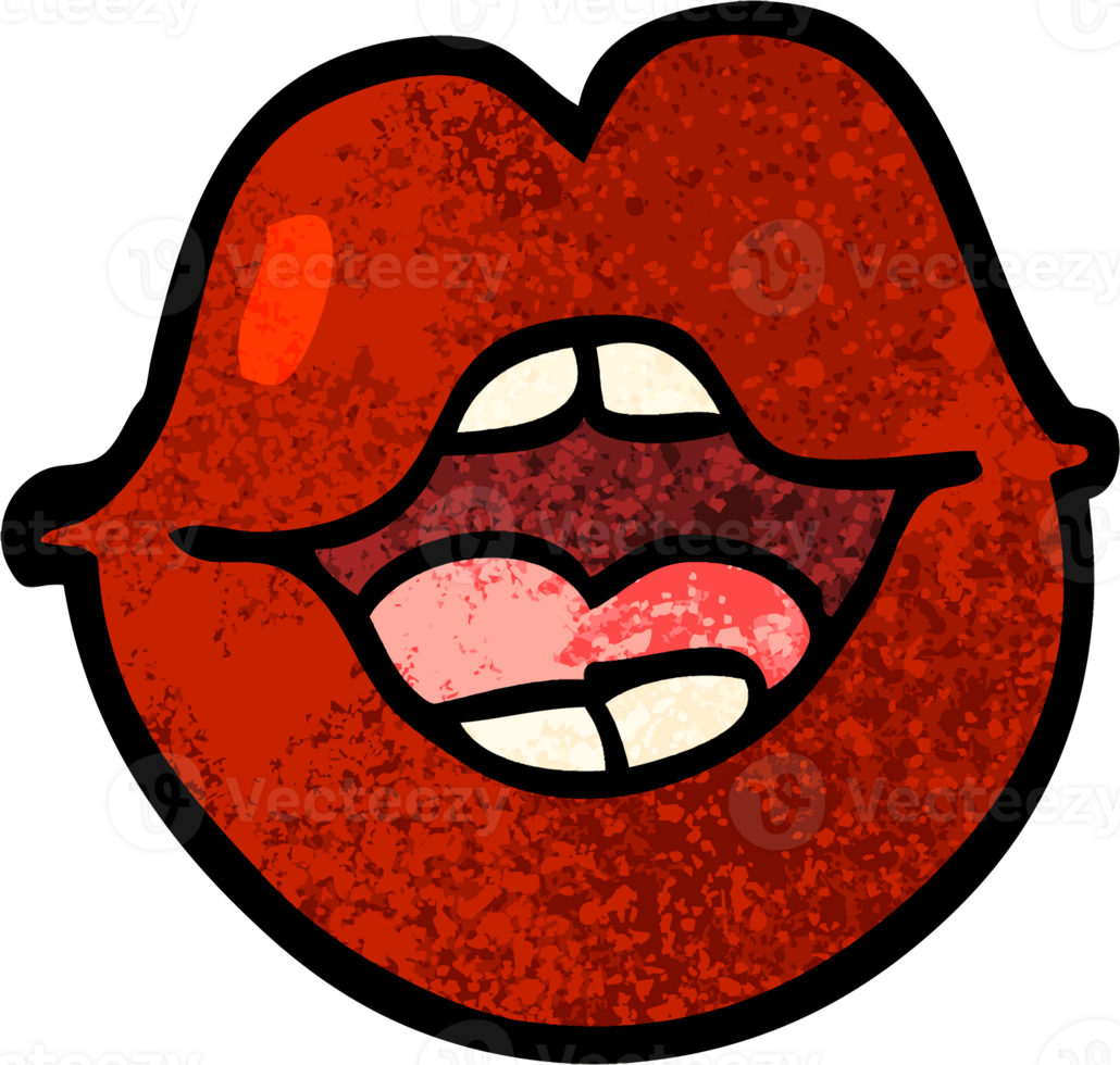 labios rojos de dibujos animados de ilustración con textura grunge png