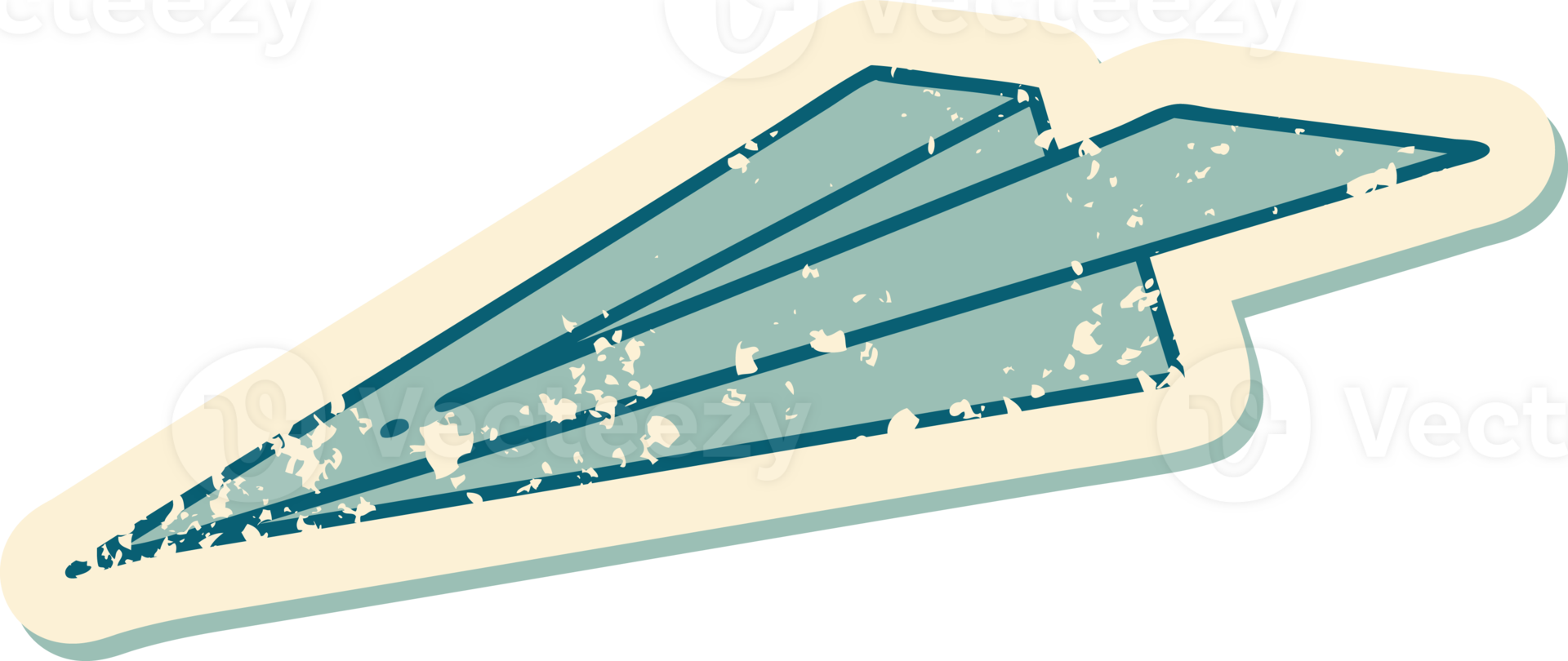 iconic distressed sticker tattoo style image of a paper airplane png