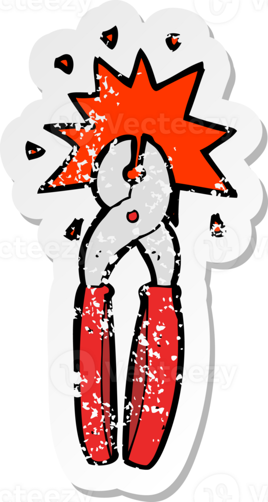 retro distressed sticker of a cartoon pliers png