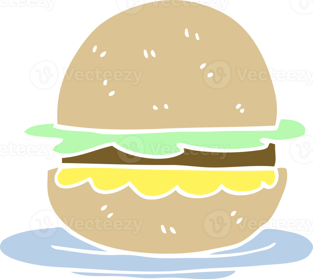 flat color illustration cartoon burger png