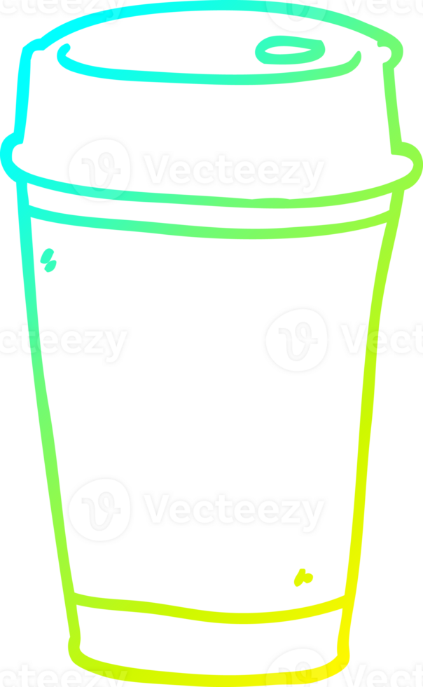 cold gradient line drawing of a cartoon coffee cup png