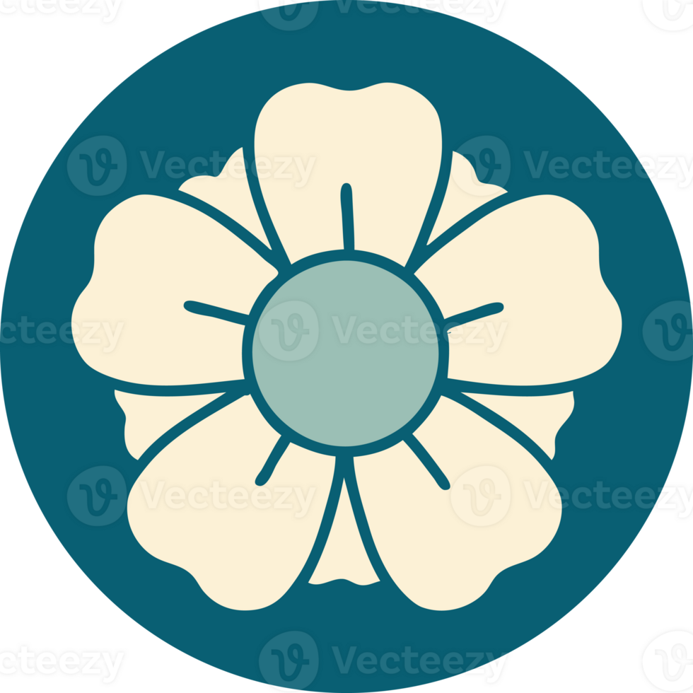 iconic tattoo style image of a flower png