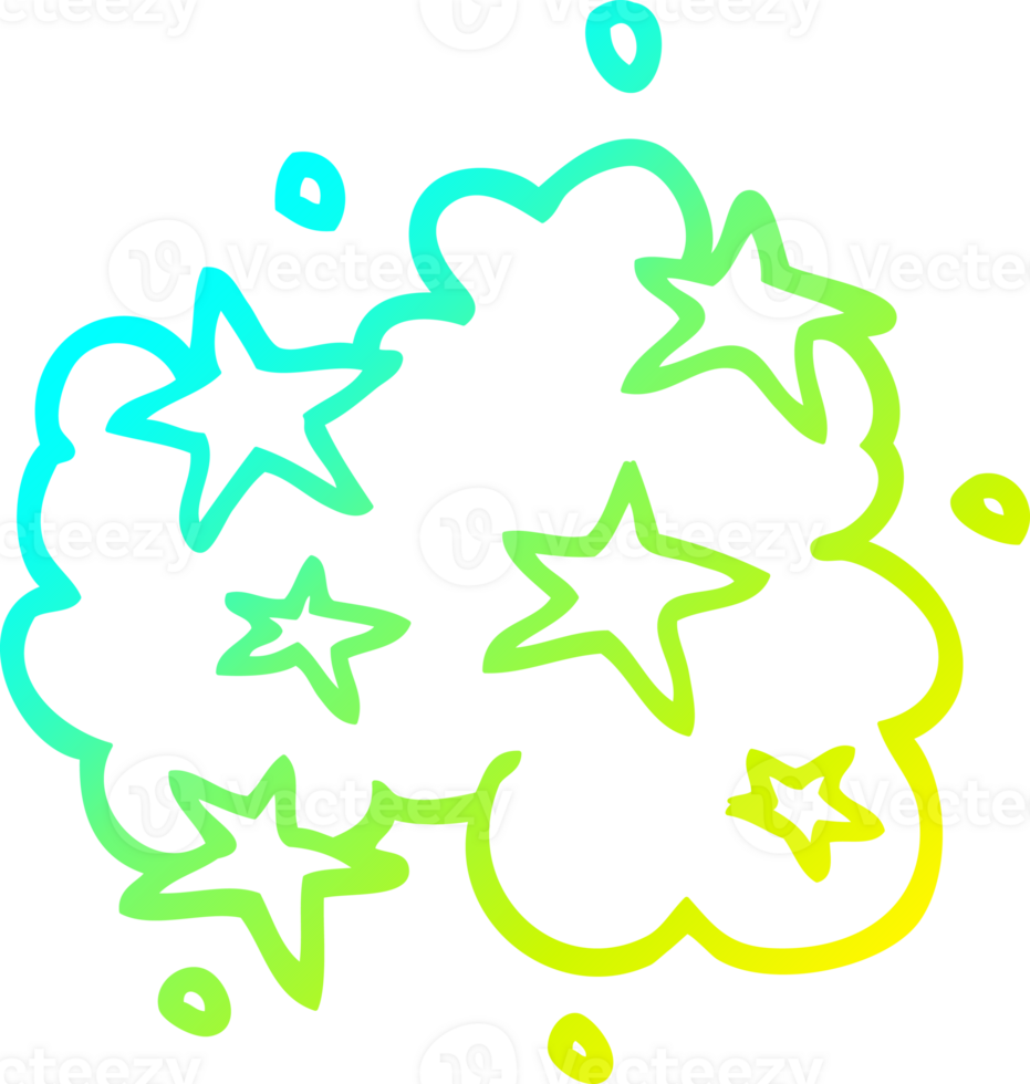 cold gradient line drawing of a cartoon stars png