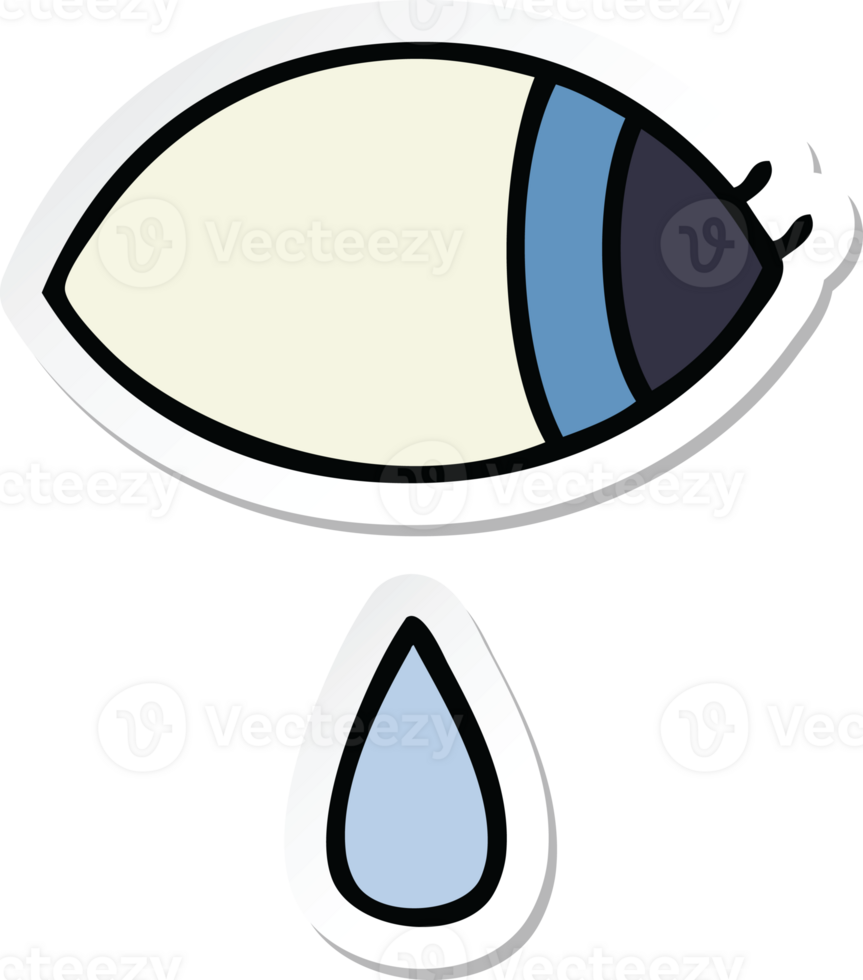 sticker of a cute cartoon crying eye looking to one side png