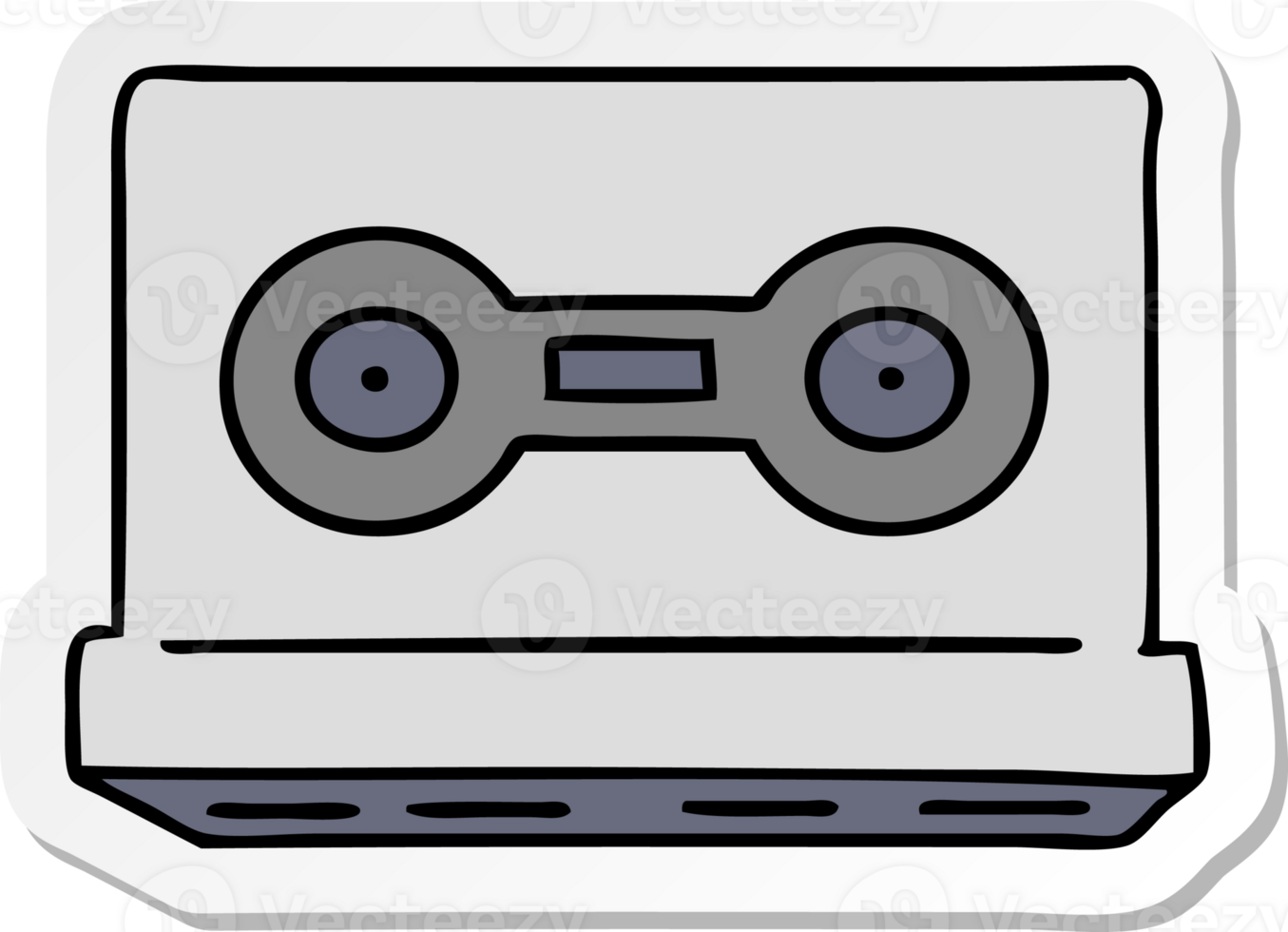 hand drawn sticker cartoon doodle of a sticker cassette tape png