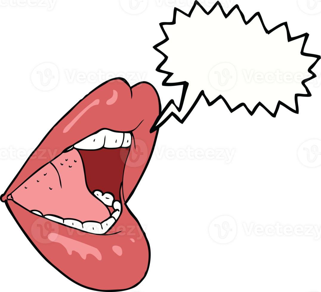 cartoon open mouth with speech bubble png