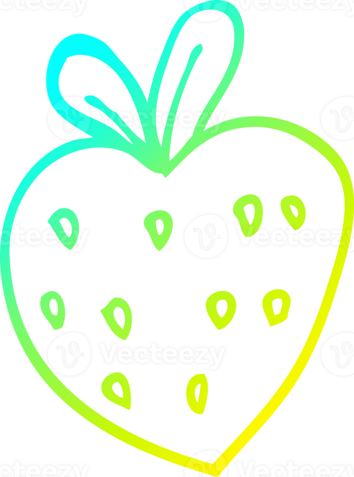 cold gradient line drawing cartoon strawberry fr png