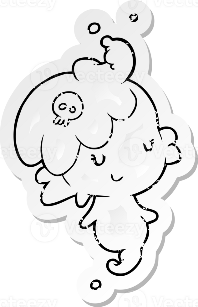 pegatina angustiada de un fantasma de dibujos animados png