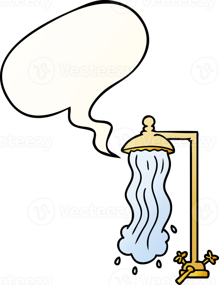 cartoon shower and speech bubble in smooth gradient style png