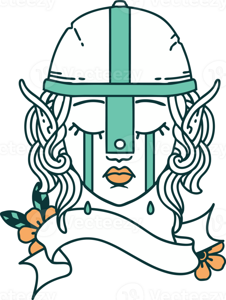 crying elf fighter character face illustration png
