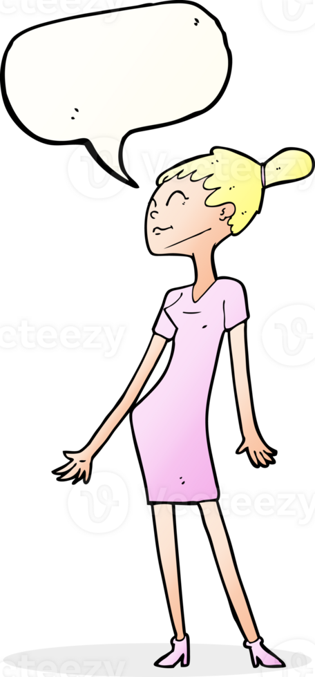 cartoon woman in dress with speech bubble png