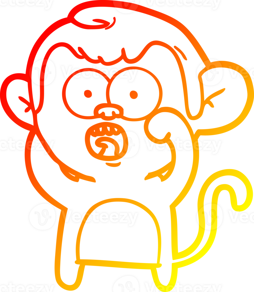 warm gradient line drawing cartoon shocked monkey png