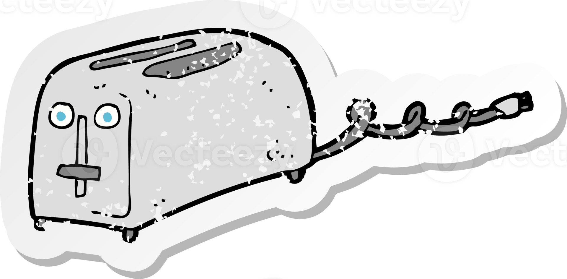 retro distressed sticker of a cartoon toaster png
