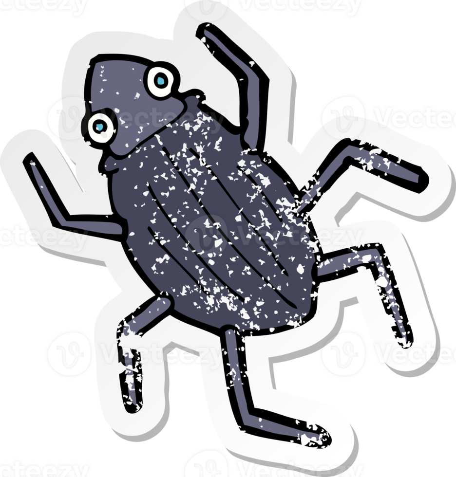 retro distressed sticker of a cartoon bug png