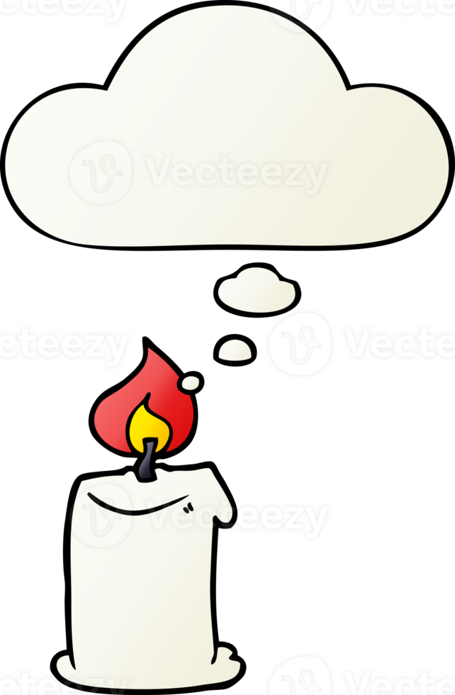 cartoon candle and thought bubble in smooth gradient style png