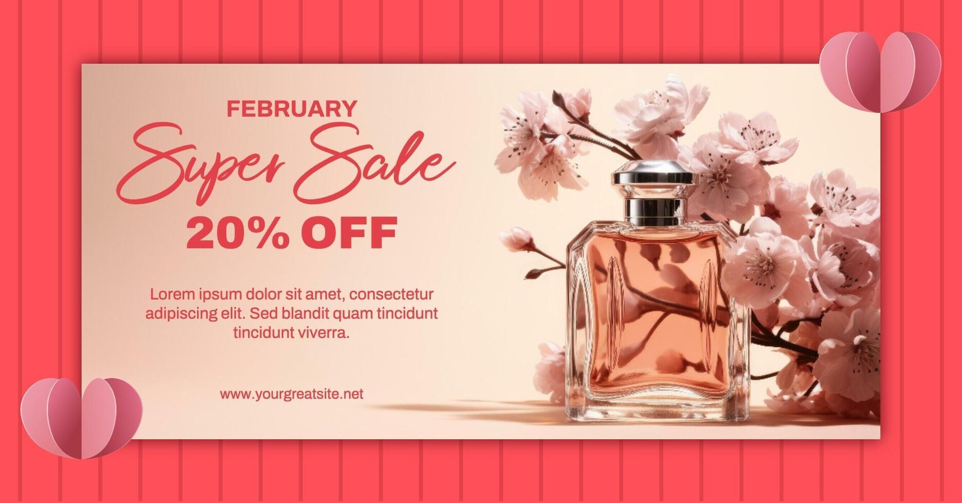 February Super Sale for Valentine's Day Event Facebook Ads template